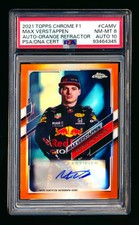 2021 Topps Chrome F1 Max Verstappen Orange Refractor Autograph #/25 PSA 8 DNA 10