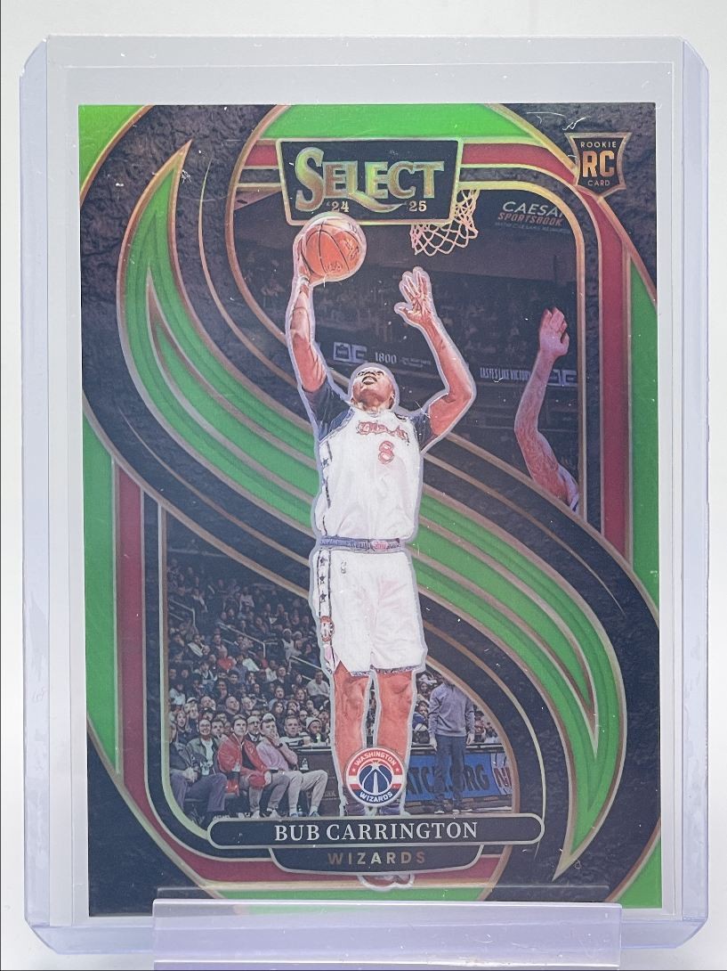 BUB CARRINGTON 2024-25 SELECT PREMIER LEVEL ROOKIE NEON GREEN RC /75 Q4966