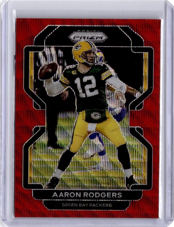 2021 Panini Prizm #138 Aaron Rodgers Red Wave #/149