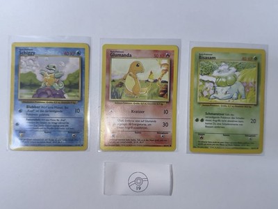 Pokemon Karten | Base Set Trio | Bisasam Glumanda Schiggy (19)