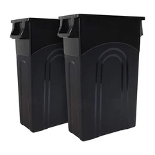 United Solutions 2 Pack 23 Gal Kitchen Garbage Bins, Highboy, Black (Open Box)