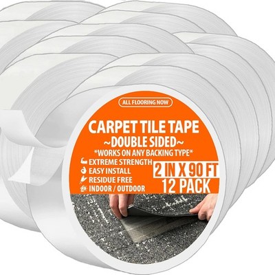 2x90ft Double Sided Carpet Tile Tape Heavy Duty 12 Pack
