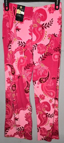 Jm Collection Petite Glamorous Garden Pull-on Wide-Leg Pants, Claret Rose PM NWT - Picture 2 of 5