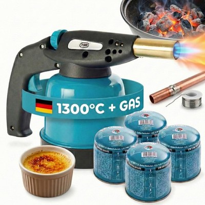 Lötbrenner Set mit 4x 190 g Gaskartuschen Bunsenbrenner Gasbrenner Creme Brulee