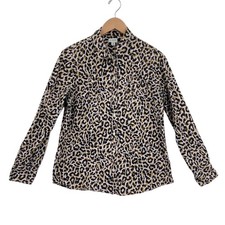 J.CREW Women's Leopard Print 100 Cotton Long Sleeve Button-Up Shirt Size Medium