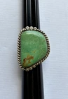 VINTAGE STERLING SILVER LARGE TURQUOISE SIGNED W RING SZ 6 3/4