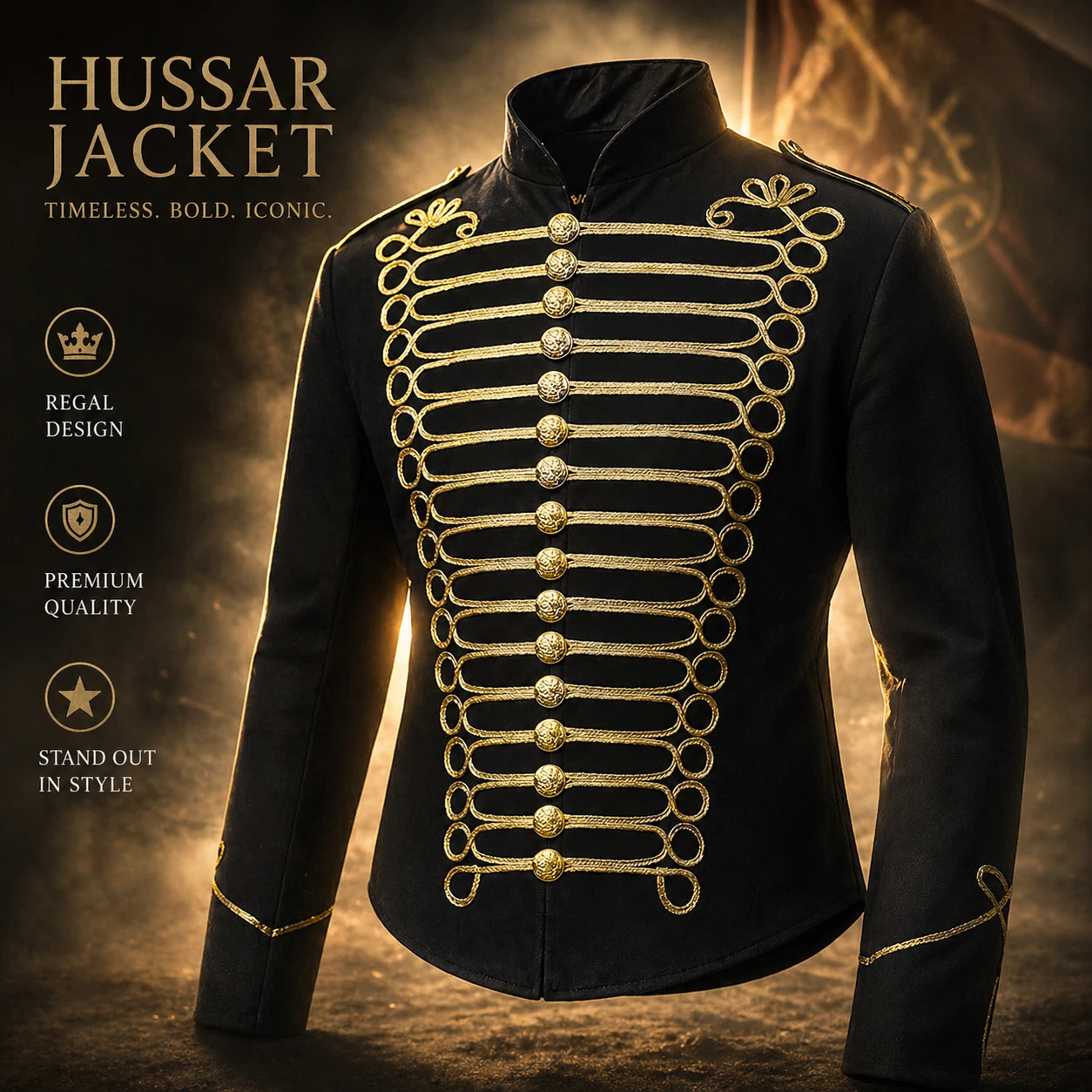 Vintage Men’s Hussar Jacket Premium Cotton Military Parade Coat with Button UK
Opens in a new window