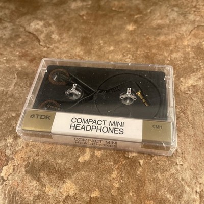 TDK Compact Mini Black Stereo Headphones Mini Earbuds Model CMH -NOS, NEW SEALED