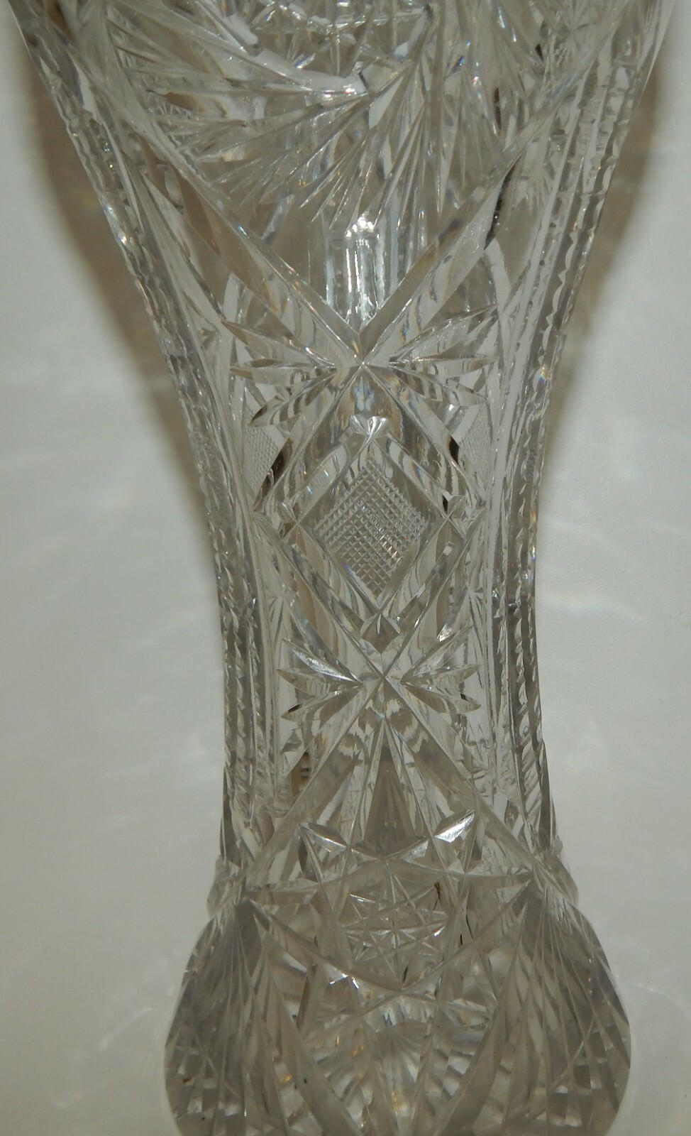 Vintage Large Corseted Hobstar Vase 12.5" Tall 