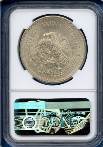 1948 Mo Mexico NGC MS65 Silver 5 Pesos S5P Cinco Pesos Cuauhtemoc MS-65 - Picture 2 of 3