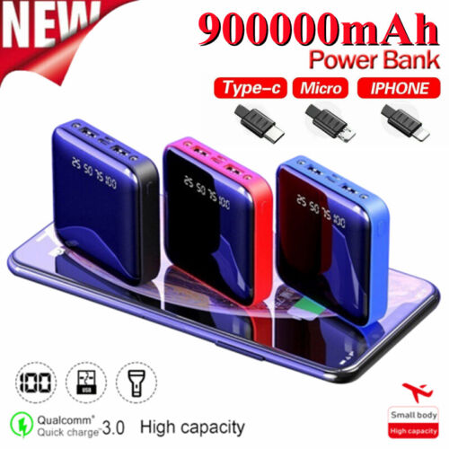 Portable 900000mAh Power Bank Mini 2 USB Battery Pack Charger For Mobile Phone - Afbeelding 1 van 17