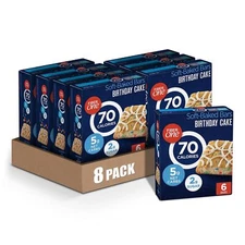 Fiber One 70 Calorie Soft-Baked Bars Birthday Cake Snack Bars 6 ct Pack of 8