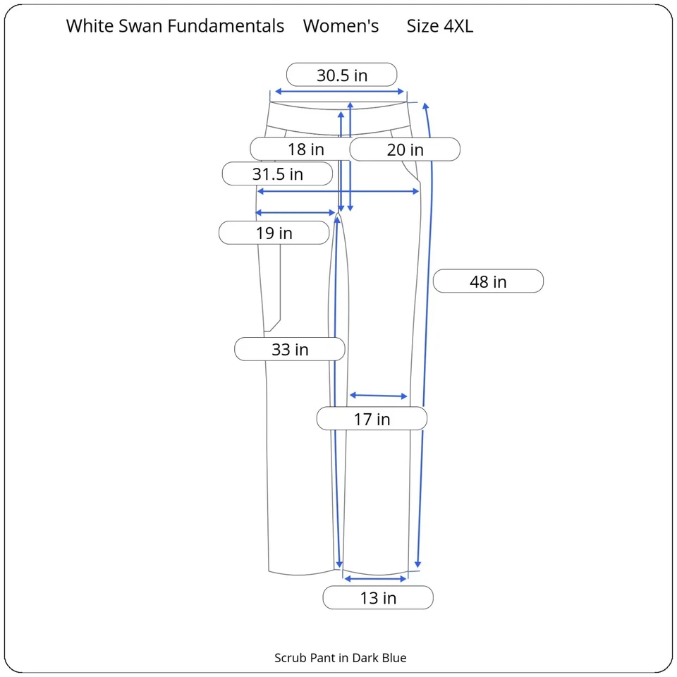 Pantalón Médico Blanco Cisne # 14020 Fundamentals Unisex con Cordón Azul Marino 2 Bolsillos Foto 2 de 4