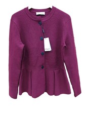 The Fold Drayton Knitted Peplum Jacket Dark Plum Sz L Made In Uk Bnwt Sold Out