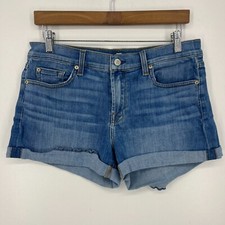 Seven7 Denim Shorts Women's Size 30 Blue Cut Off Mid Rise 3" Inseam