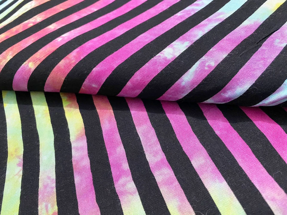 Indian Multi Striped Rayon Cotton Handmade Fabric Dress Fabric 2.5 Yard Craft US - Image 4 of 4