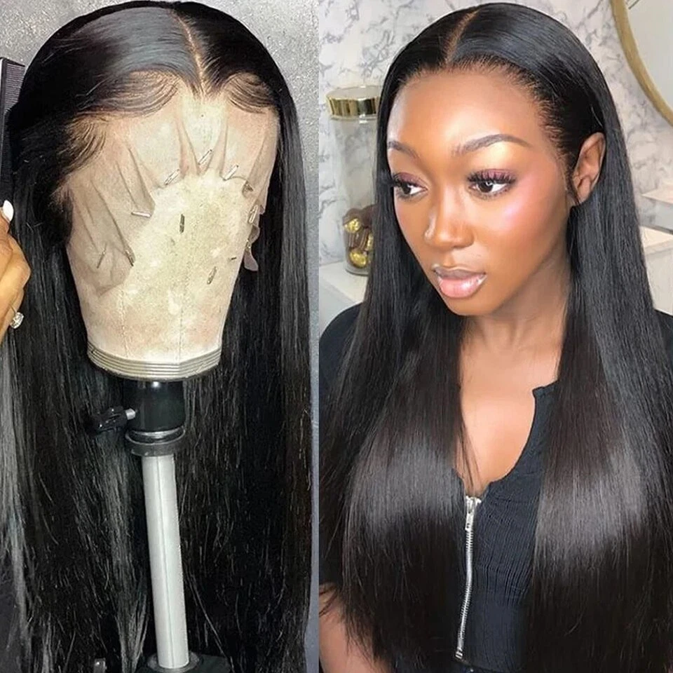 30 34 Inch 13x4 Straight HD Lace Front Wig Human Hair Pre Plucked