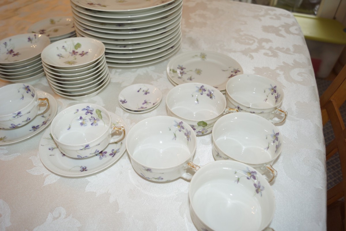 Railroad CB&Q China Violets and Daisies Haviland Limoges Schleiger