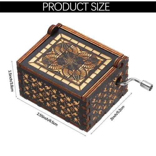 You are My Sunshine Music Box Black Engraved Musical Boxes Hand-Cranked - Picture 2 of 17