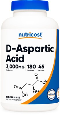 Nutricost D-Aspartic Acid Capsules (180 Capsules) (3000mg Serving)