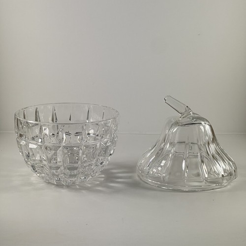 Vintage Cut Crystal Clear Pear Shaped Honey Jelly Jam Jar w Lid 5 inches tall - Picture 5 of 9