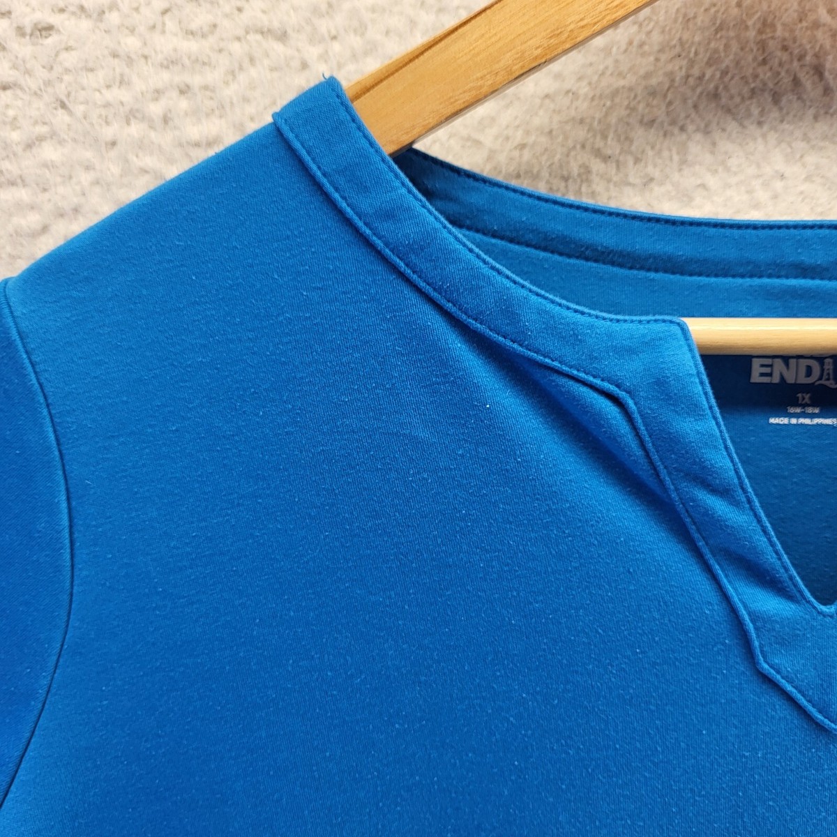 Lands End Shirt Womens 1X Blue V Neck Plus Stretch Pullover