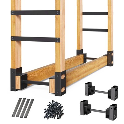 Firewood Rack Outdoor, Adjustable Length Wood Storage Brackets Kit, Log Stack...