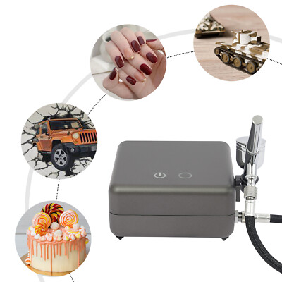 Compact 12V Airbrush Kit With Mini Compressor, 7cc Cup, Adjustable 25-30 PSI