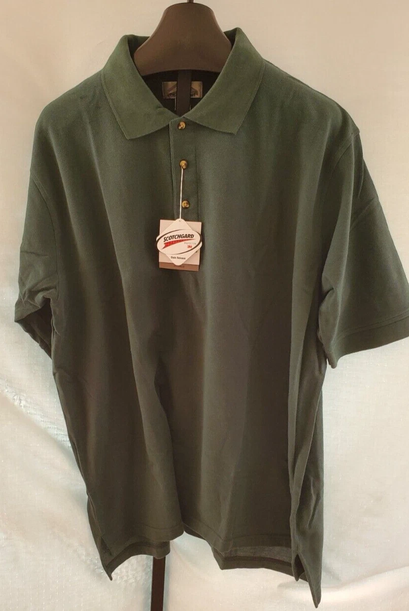 NWT Tri Mountain Forest Green Polo Shirt 3 Button Tab Size 4X Cotton/Poly