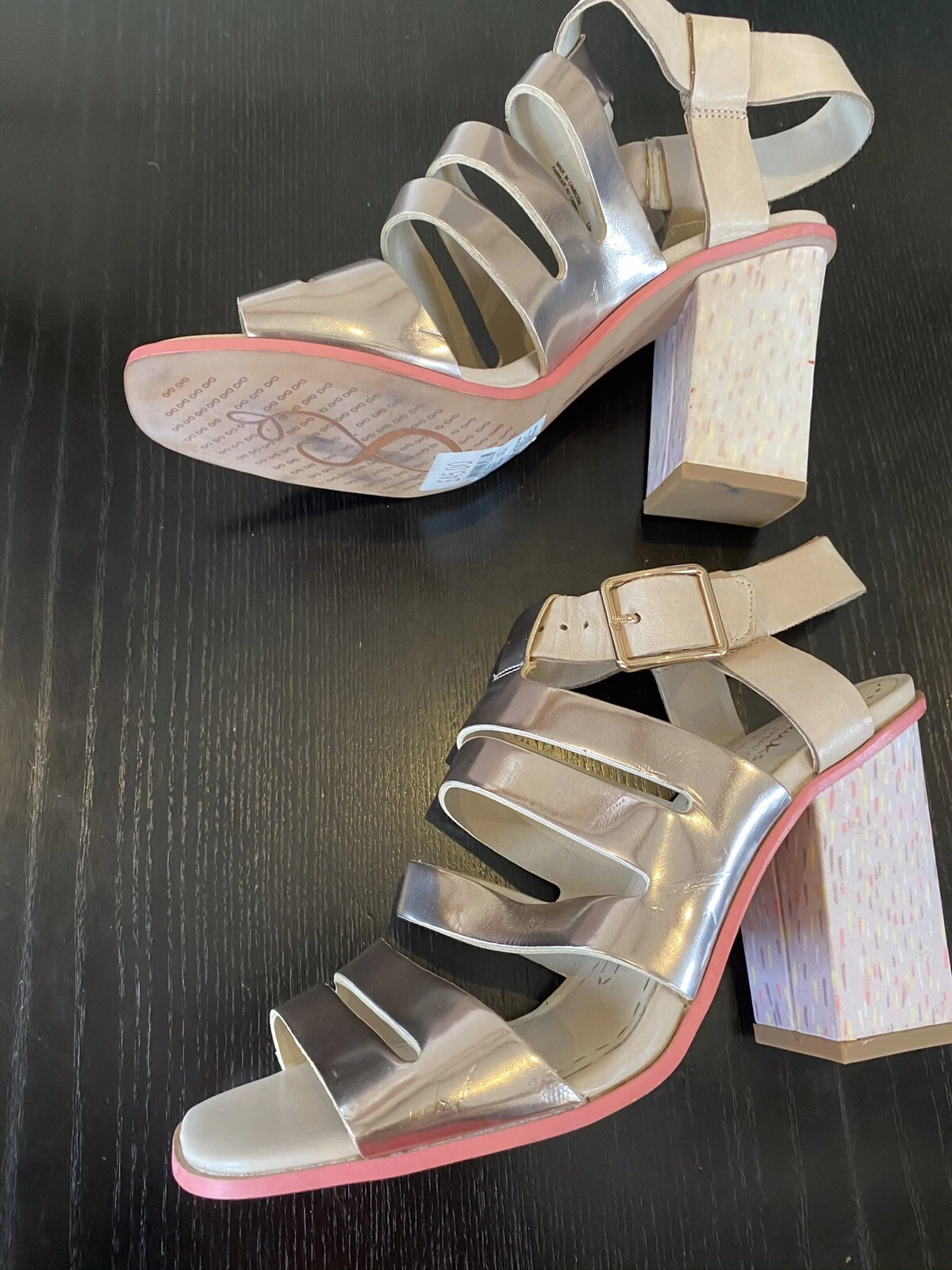 CLARKS NUOVI sandali Clarke’s oro rosa tacco alto blocco taglia 5