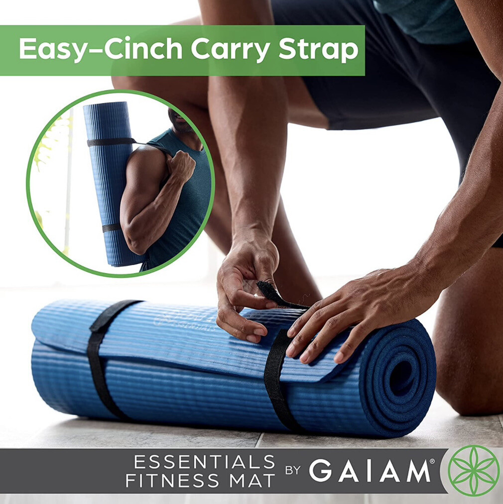 Gaiam Essentials Thick Yoga Mat Fitness & Exercise Mat with EasyCinch