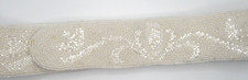 Art Deco Bead Sequin Belt, White, 33.5" ,2" wide , hook loop fastener
