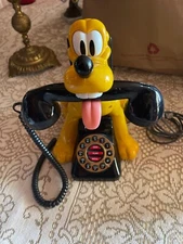 Vintage Disney Telemania Collectible Push Button Animated Pluto Telephone Works!