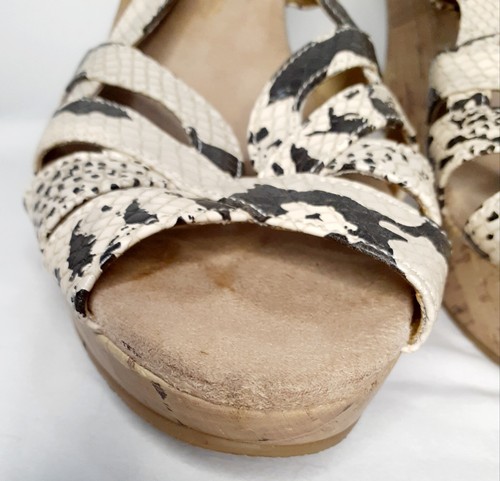 Fioni Faux Snake Print Sandals Slip on Sling Backs Wedges Heels Size 9/10** - Picture 9 of 22