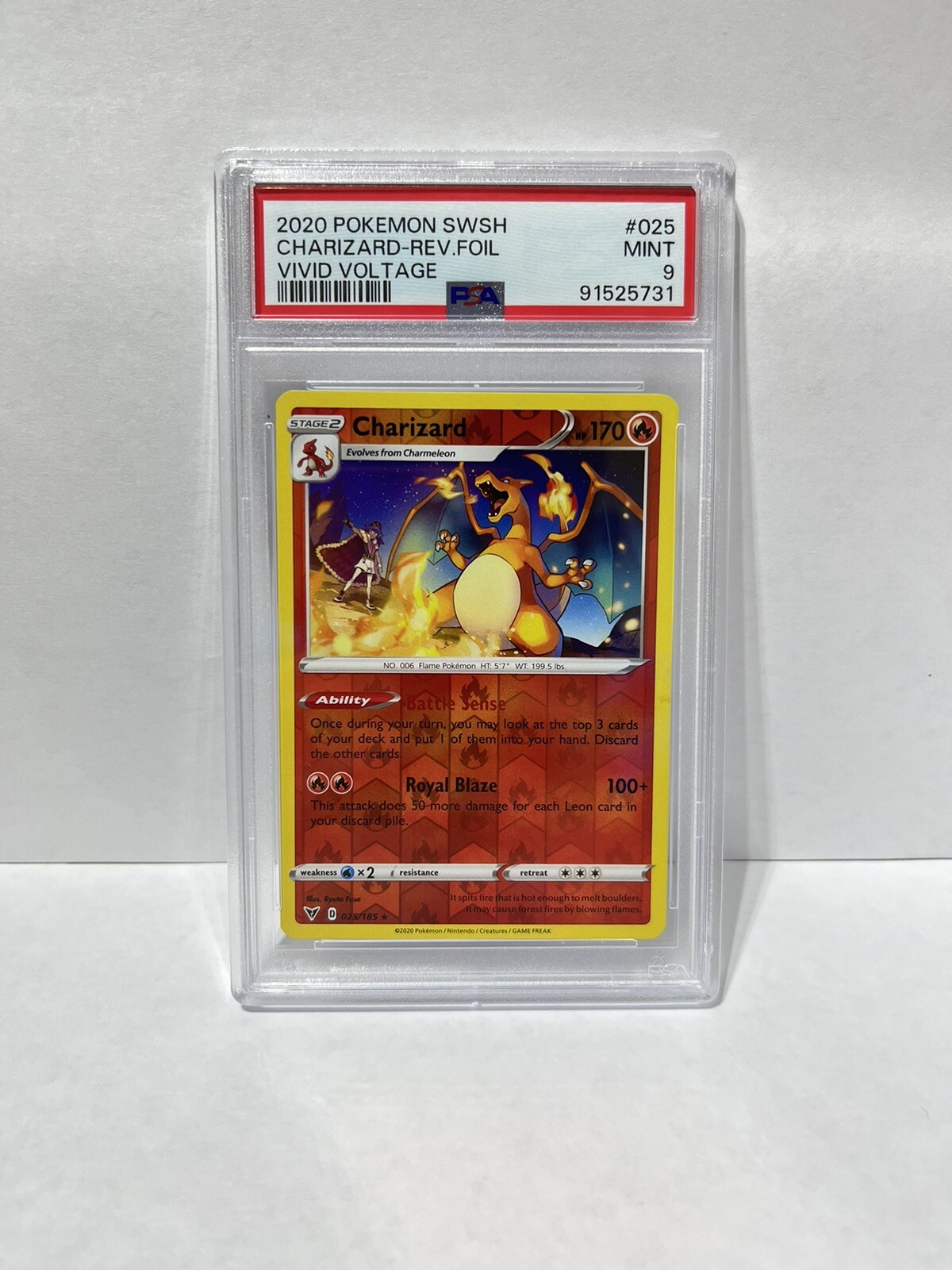 PSA 9 MINT Charizard Vivid Voltage 025/185 Reverse Holo Pokemon Card