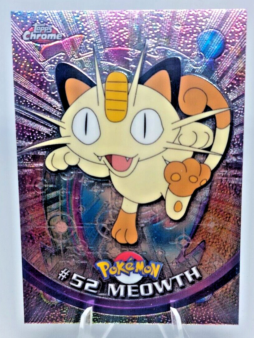 Pokemon Card Meowth #52 Topps TV Animation Series 1 Red Logo Holo Foil  NM-MINT