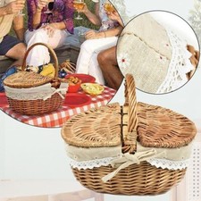 CESTINO VIMINI CESTO C/MANICO PIC NIC MOD PICCOLO DOPPIA APERTURA INTERNO STOFFA