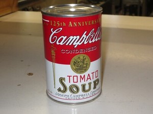 Vintage Cambell's 125th Anniversary Tomato Soup Can Piggy Still Bank Nice Can