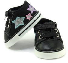 Tenis Tenis Negro Brillo y Estrellas Tenis para Muñeca de 18 pulgadas Ropa Niña Niño