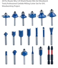 20 pcs Router Bits 1/4” Shank Router Bit Set for Woodworking