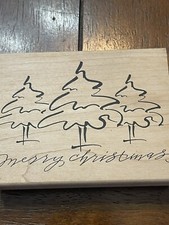 Denami Designs Merry Christmas Pine Trees Rubber Stamp Holiday