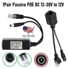 1Pair Passive POE Injector Splitter Output 12V-2A Input DC 12-30V for IP camera