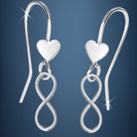 Herz Unendlichkeit Ohrhaken Ohrringe 925 Sterling-Silber MäDchen Damen Unendlich