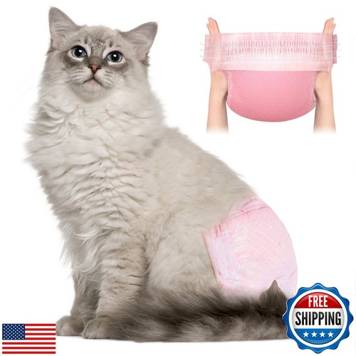 Ambreview Cat Diapers, Stretchy Waist Cats Wraps Disposable Female Cat Diaper