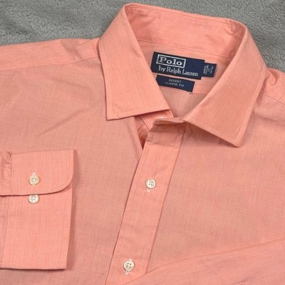 Polo Ralph Lauren Regent Classic Fit Peach Oxford Dress Shirt Men's 17 (XL)  | eBay