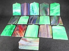 Sixteen Art Glass Stained Glass Pieces - rescued from an antique chandelier
