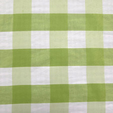 Lime Green White Large Gingham Check Fabric 58" By The Yard Country Picnic Plaid
