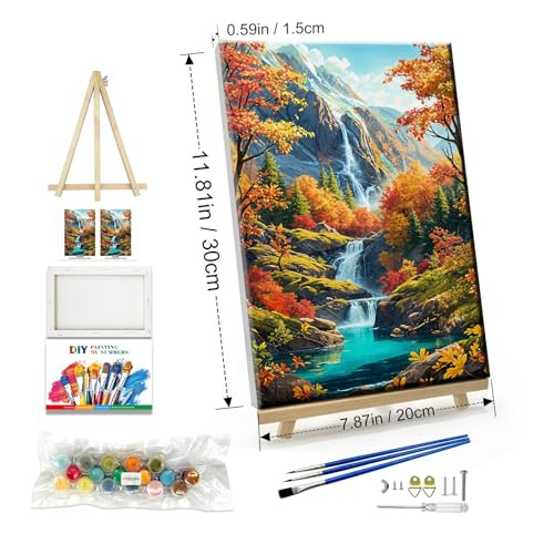 DIY Scenery Paint By Numbers Kit - Landscape Beach Oil Painting On 16x20 Inch Canvas For Adults