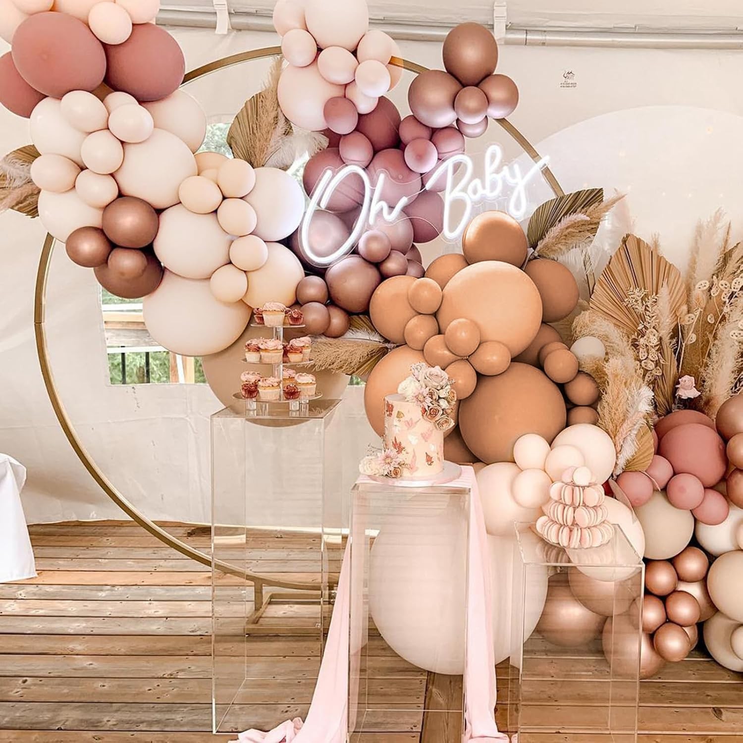 Dusty Pink Balloon Arch Kit,114Pcs Nude Balloons Arch Garland with Blush Pink N