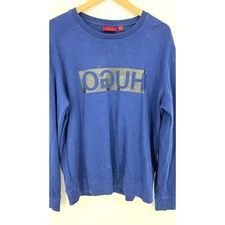 Hugo Boss RED LABEL Logo Sweatshirt Blue 100% Cotton Size XL